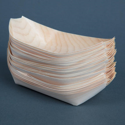 Compostable Wooden Serving Boats 190mm | Fiesta 6