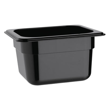 Polycarbonate Black Container GN 1/6 100mm | Vogue | 176x162mm