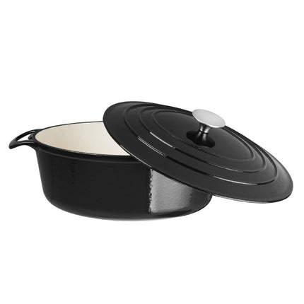 Oval Induction Cast Iron Casserole Black 5L | Vogue 4