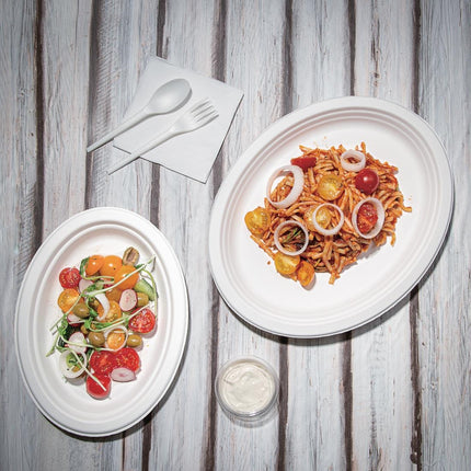 Compostable Oval Bagasse Plates 198mm | Fiesta 4