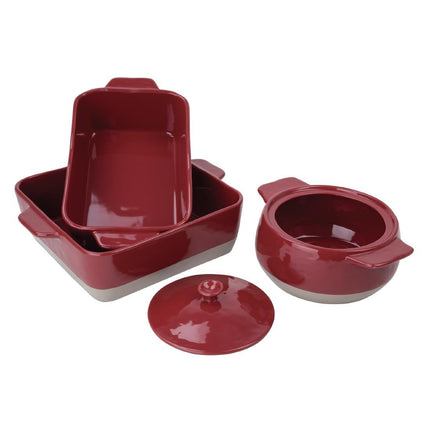 Ceramic Roasting Dish 4.2L | Olympia | Red and Taupe 4