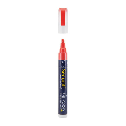 Securit Waterproof Chalk Marker for Glass and Chalkboards | Red, 2-6mm Tip 2