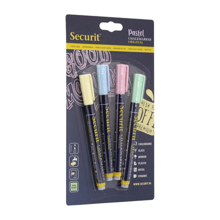 Liquid Pastel Chalk Marker Set 1-2mm Tip | Securit | Green, Blue, Yellow, Lilac 2