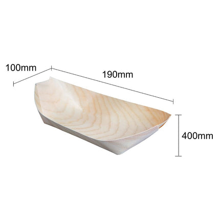 Compostable Wooden Serving Boats 190mm | Fiesta 8