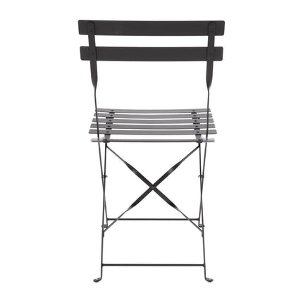 Bolero Black Steel Garden Bistro Set with Table and Two Chairs 5