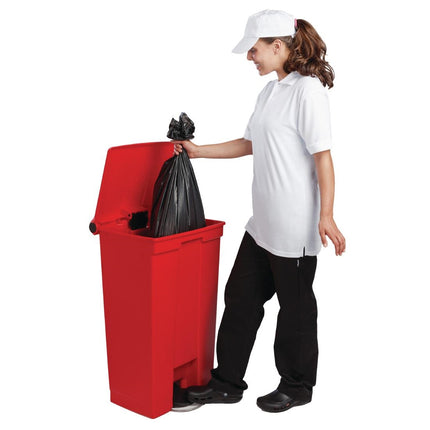 Rubbermaid Step-On Pedal Bin | 87L | Red | One-Piece Polyethylene 4