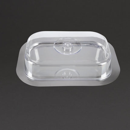 Rectangular High-Gloss Stainless Steel Serving Tray with Lid | APS 4