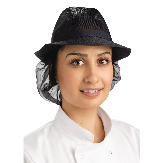 Blue Trilby Hat with Hairnet M (57cm) | Chef Works