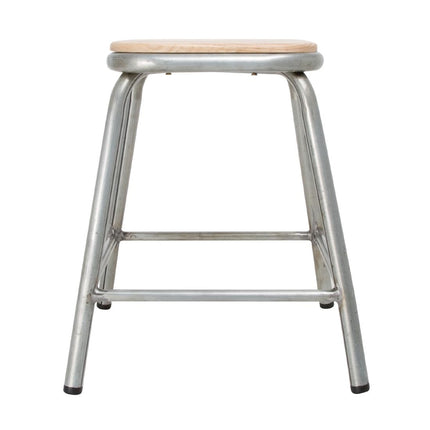 Bolero Low Galvanized Steel Stool with Wooden Seat (Set of 4) 2
