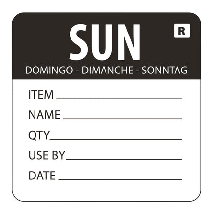 Food Label Stickers Sunday Color Code 5x6cm | Hygiplas (500 pcs)