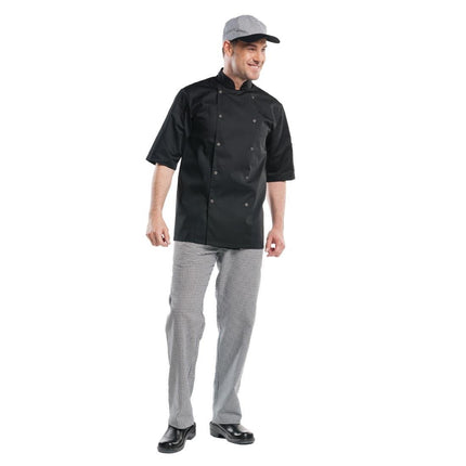 Short Sleeve Black Chef Jacket | Chaud Devant Hilton Poco | Size S