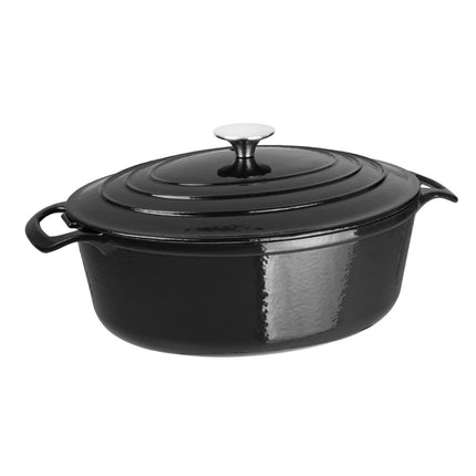 Oval Induction Cast Iron Casserole Black 5L | Vogue