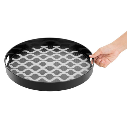 Round Kristallon Polycarbonate Non-Slip Tray with Handles 355mm | Olympia 3