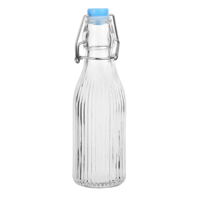 Ribbed Glass Water Bottles 200ml with Swing Top | Olympia