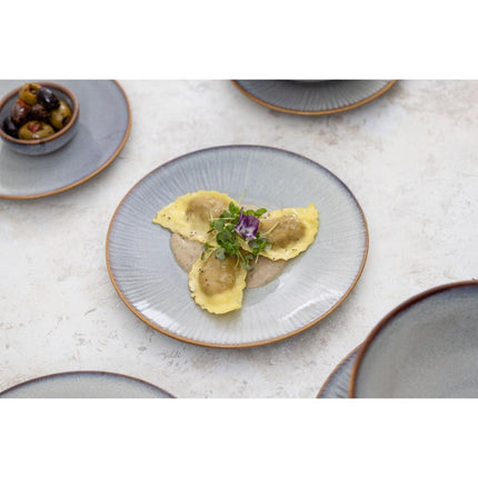 Grey Coupe Plates with Relief Edge 220mm | Olympia Drift | Porcelain 6