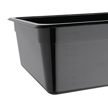 Polycarbonate Gastronorm Container 1/1 Black 150mm | Vogue 5