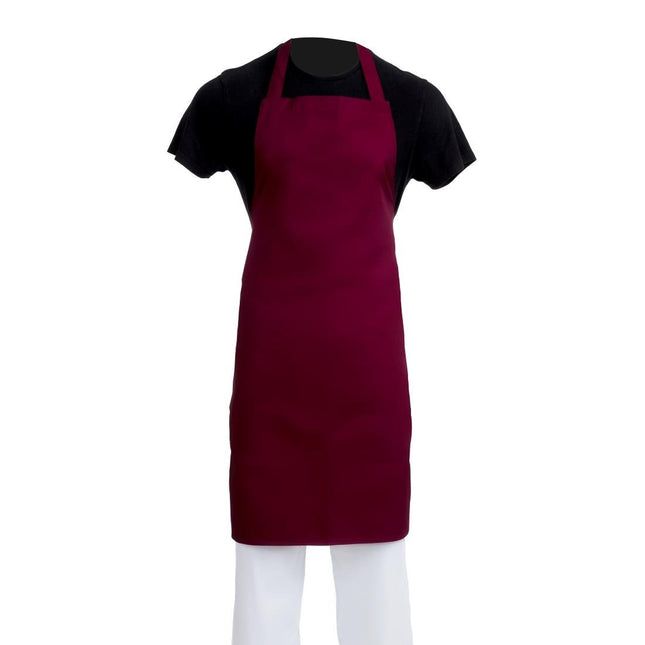 Polyester-Cotton Bib Apron Bordeaux | Whites