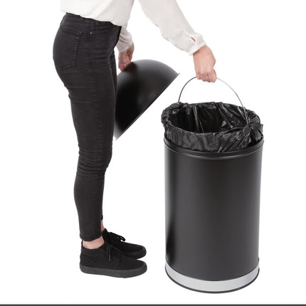 Black Steel Waste Bin with Open Lid | Bolero 5