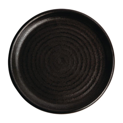 Okrogli črni krožniki Canvas z ozkim robom 18cm | Olympia Canvas | Set 6 kosov