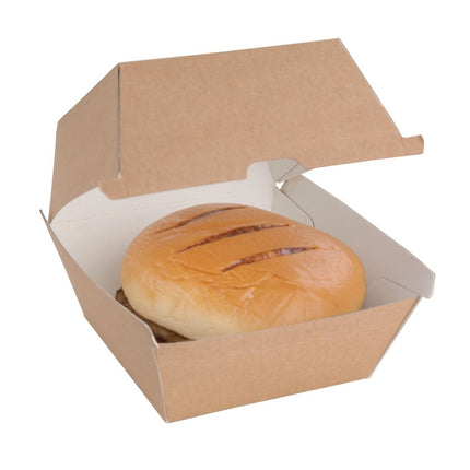 Compostable Kraft Hamburger Boxes Large Square 112mm | Fiesta (150 pcs) 2