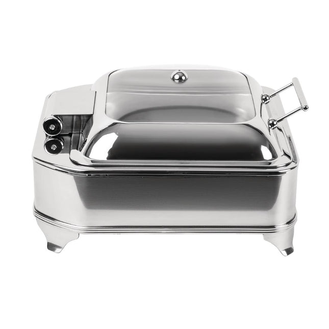 Square Electric Chafing Dish | Olympia | Stainless Steel with Glass Lid