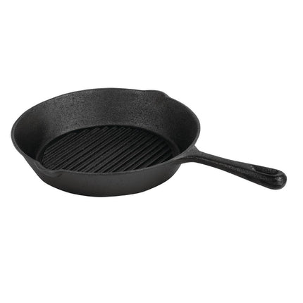 Vogue Round Cast Iron Induction Grill Pan | 26.7 cm | Ribbed Surface 4