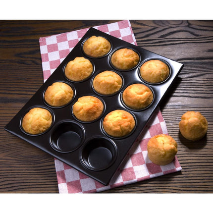 Vogue Aluminum Non-Stick Muffin Pan 12-Cup | 28x36 cm 2
