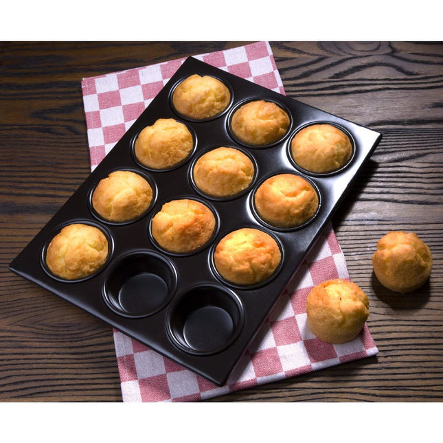 Vogue Aluminum Non-Stick Muffin Pan 12-Cup | 28x36 cm 2