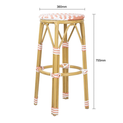 PE Rattan Bar Stools Coral | Bolero Parisian Style (2 Pack) 5