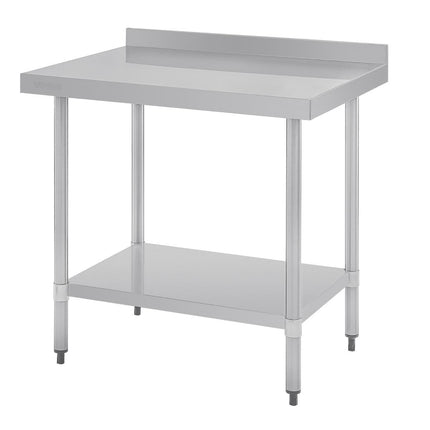 Stainless Steel Worktable with Backsplash 90x90x70cm | Vogue