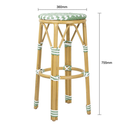 PE Rattan Bar Stools Light Green | Bolero Parisian Style (2 Pack) 5