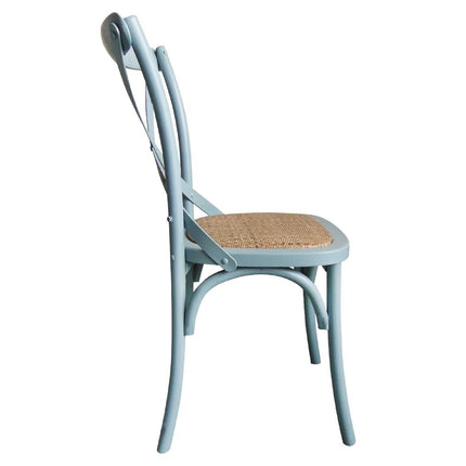 Wooden Chair with Crossed Backrest Antique Blue Wash | Bolero 3