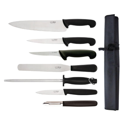 7-Piece Chef Knife Set with 26.5 cm Chef's Knife and Carrying Roll | Hygiplas