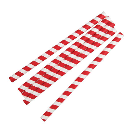 Compostable Red/White Striped Paper Smoothie Straws 21cm | Fiesta 4