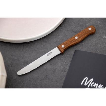 Steak Knives with Rounded Tip Wood Handle 21.5cm | Olympia | Set of 12 7