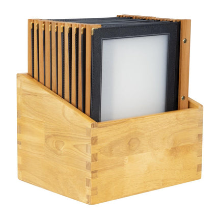 Securit A4 Menu Holders with Wooden Spine Black | Set of 20 with Wooden Box 3