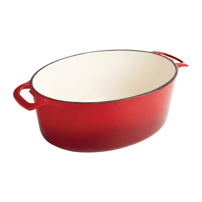 Oval Induction Cast Iron Casserole Red 5L | Vogue 2