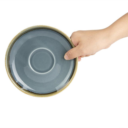 Kiln Natural Porcelain Cappuccino Saucers Blue 16cm | Olympia | 6 pcs 4