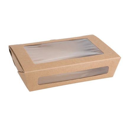 Compostable Salad Containers with PLA Window 1200ml | Fiesta (200 pcs)