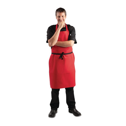 Polyester-Cotton Red Bib Apron | Whites 10