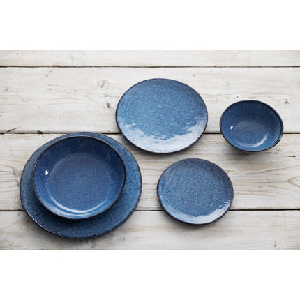 Porcelain Blue Coupe Plates with Denim Texture | Olympia | 230mm 10