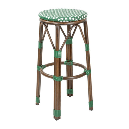 PE Rattan Bar Stools Green Polka Dot Mix | Bolero Parisian Style (2 Pack) 4
