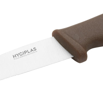 Serrated Vegetable Knife with Brown Handle | Hygiplas | 10.5cm Blade 3