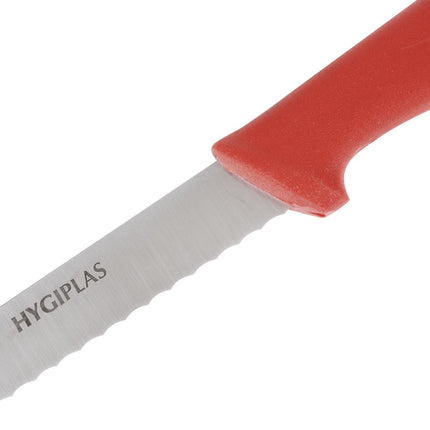 Serrated Meat Knife 25.5cm | Hygiplas | Red Handle 4