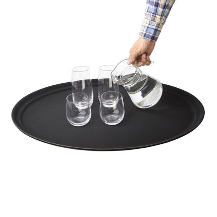 Black Oval Anti-Slip Tray 68.5cm Polypropylene | Olympia Kristallon 2