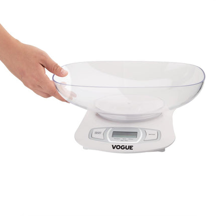 Compact Digital Kitchen Scale 5kg Capacity | Vogue Add 'N' Weigh 5
