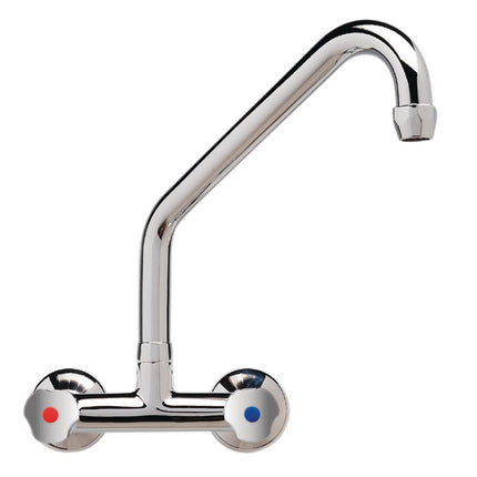 Heavy Duty Duobloc Wall-Mounted Mixer Tap with High Spout 25cm | Gastro M