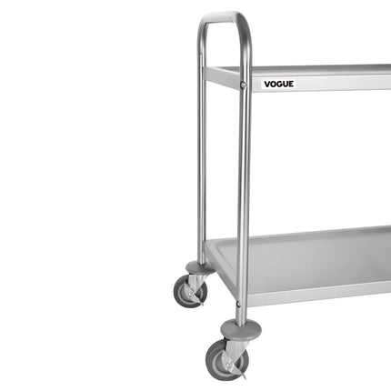 Stainless Steel 2-Tier Serving Trolley Small 82.5(h) x 71(b) cm | Vogue 4