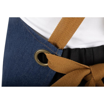 Southside Denim Blue Bistro Apron with Brown Straps 7