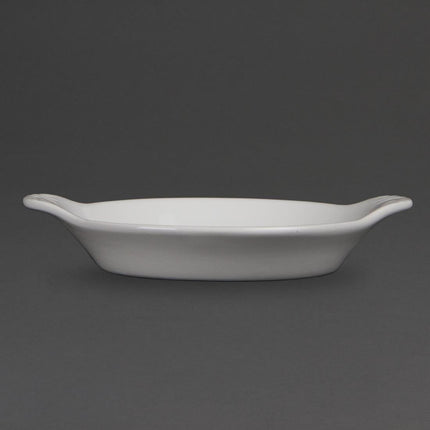 Round Gratin Dishes with Handles | Olympia Whiteware | 17 x 14 cm